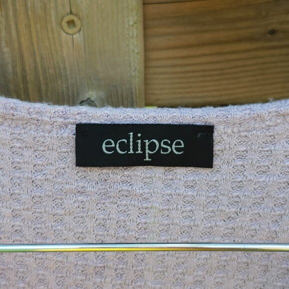ECLIPSE Waffle Knit Front Tie T-Shirt Women's M Wooden buttons LAVENDER TOP - Picture 8 of 8